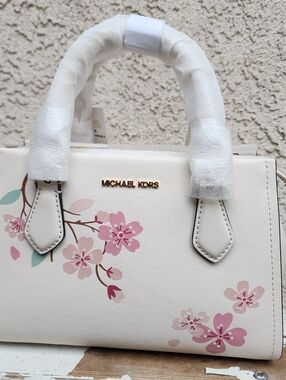 MICHAEL KORS Cream Floral Embellished Satchel